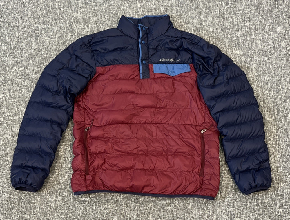 Eddie Bauer Men's Medium (M) Stratuslite Down Snap Mock Pullover EB650 1/4 Snap